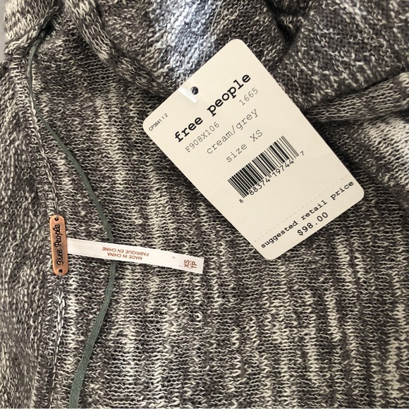 Free people Gotham wrap top cream/gray xs nwt $98 - Picture 5 of 5